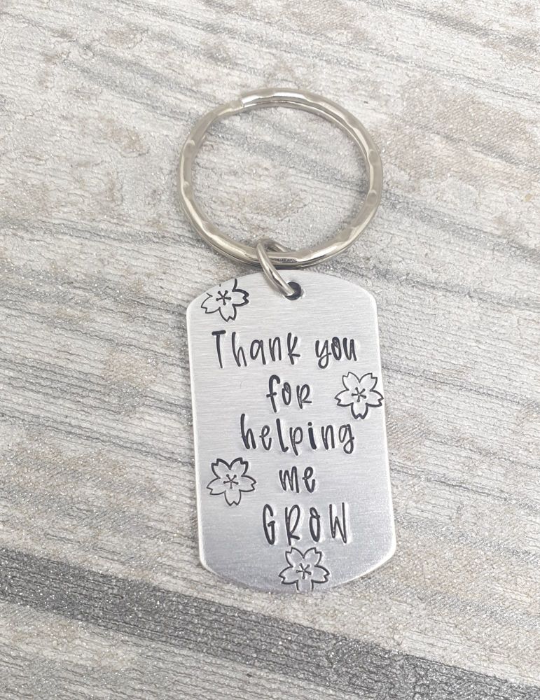 Thank You For Helping Me Grow - Teacher Keyring 