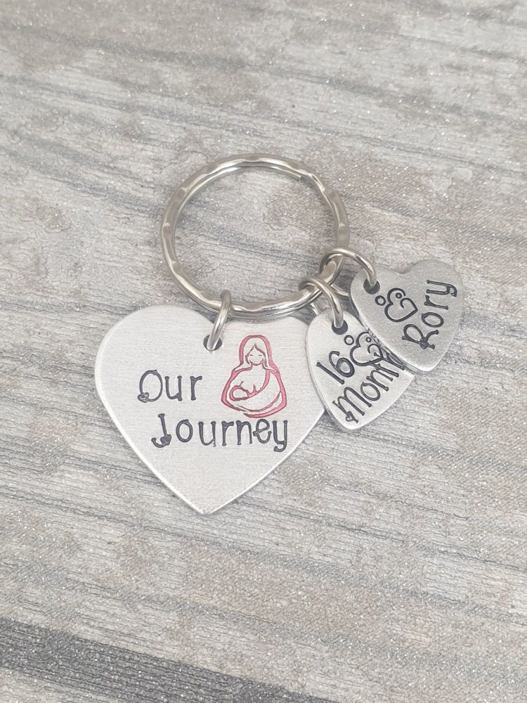 Breastfeeding Keyring - Our Journey - Heart Keyring with Name & Duration