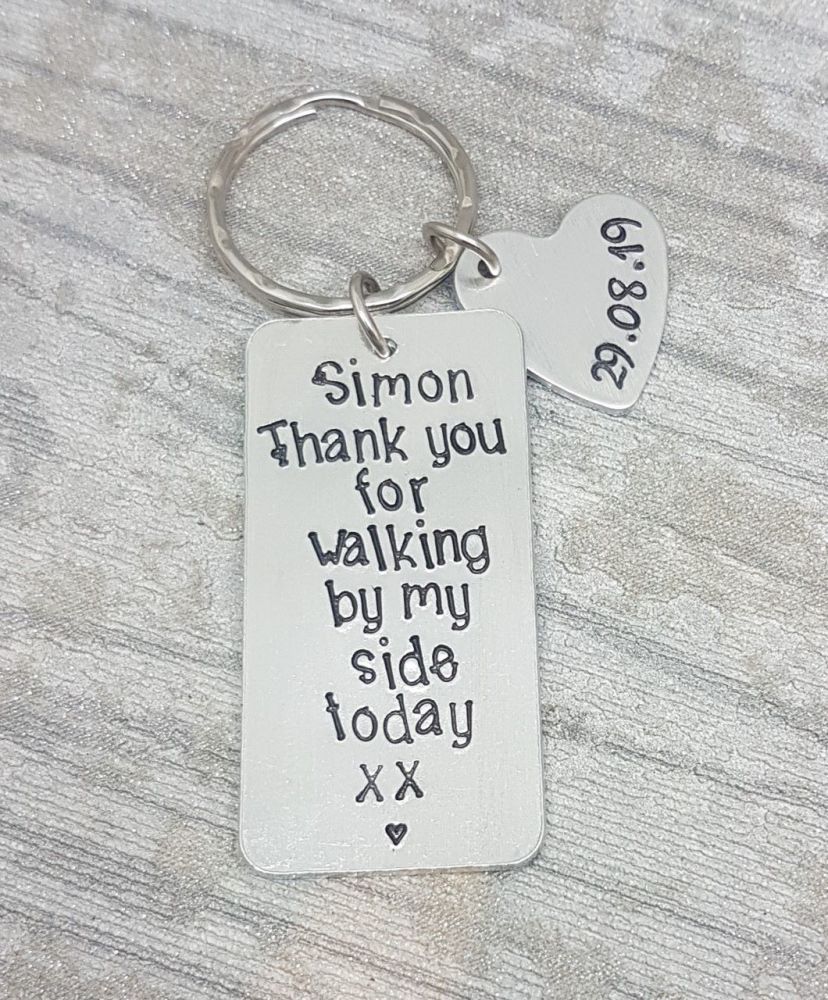 Thank you for walking by my side today, Name & Date, Keyring