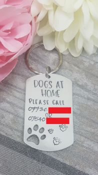 Dogs At Home - Keyring  - up to 2 phone numbers.