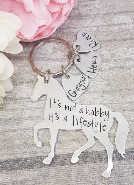 It's not a hobby it's a lifestyle keyring - Horse Keyring- with personalised name tags