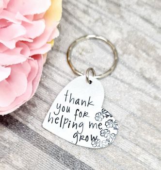 Thank You For Helping Me Grow - Heart Keyring