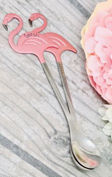 Personalised Flamingo Spoon - Top or Side Personalisation 