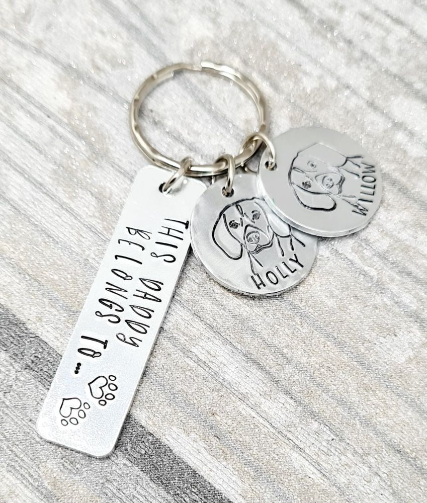 This Human Belongs to.. With Dog Name & Designs Keyring - 14 breeds available