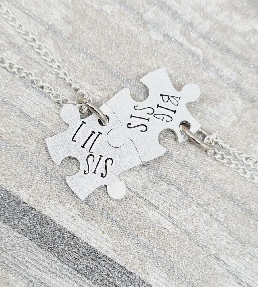 Lil Sis & Big Sis Puzzle Necklaces