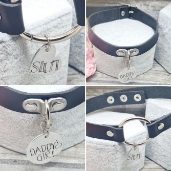 PU Leather Collar with Personalised Tag - 2 styles available