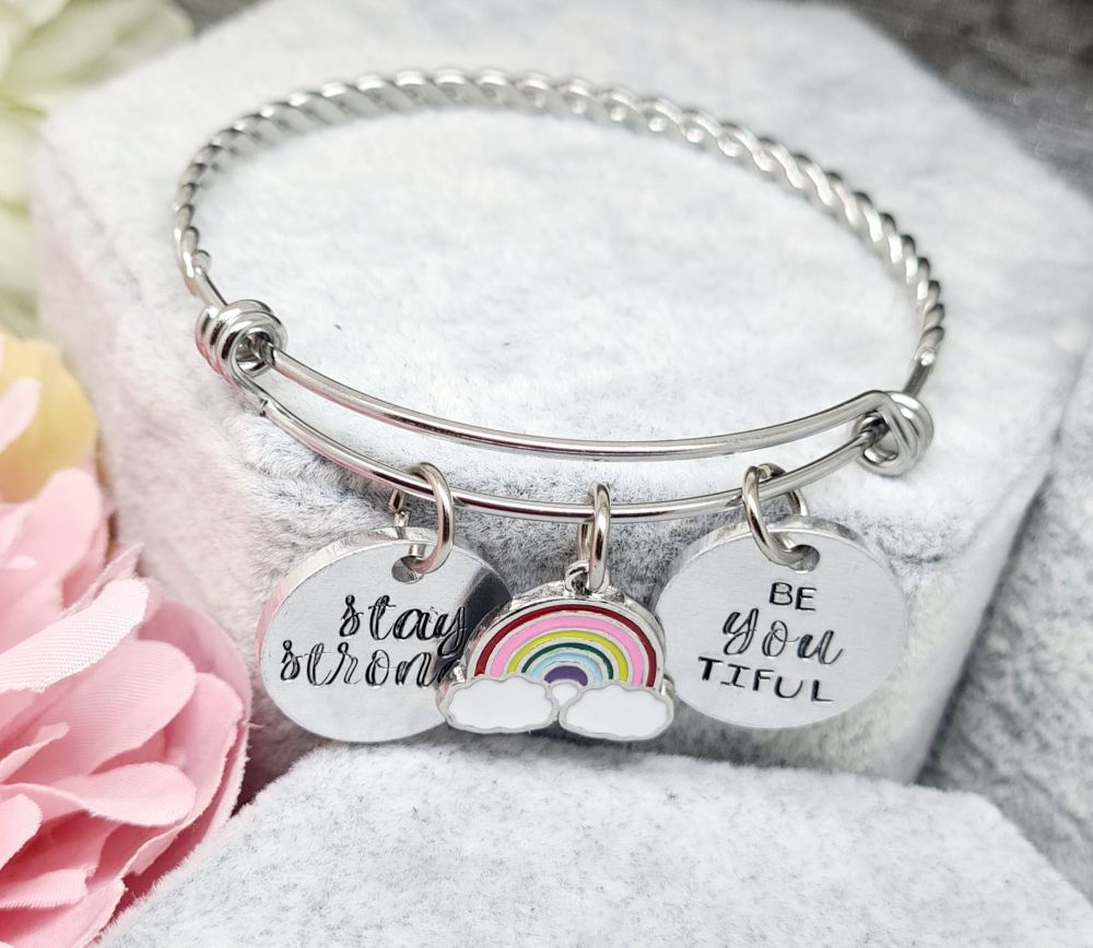  Stay Strong - Rainbow - Be.You.Tiful - Twisted Adjustable Bangle