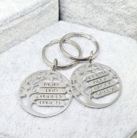 Family Tree Necklace or Keyring - Stainless Steal - 4 Spaces