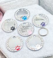 Diamante Dog Tag - With wording on the front - Choice of colours