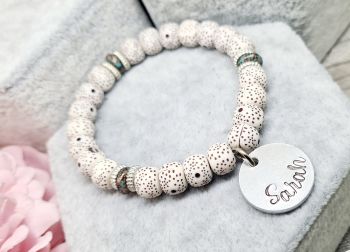 Marble Beaded Bracelet with Name Charm 