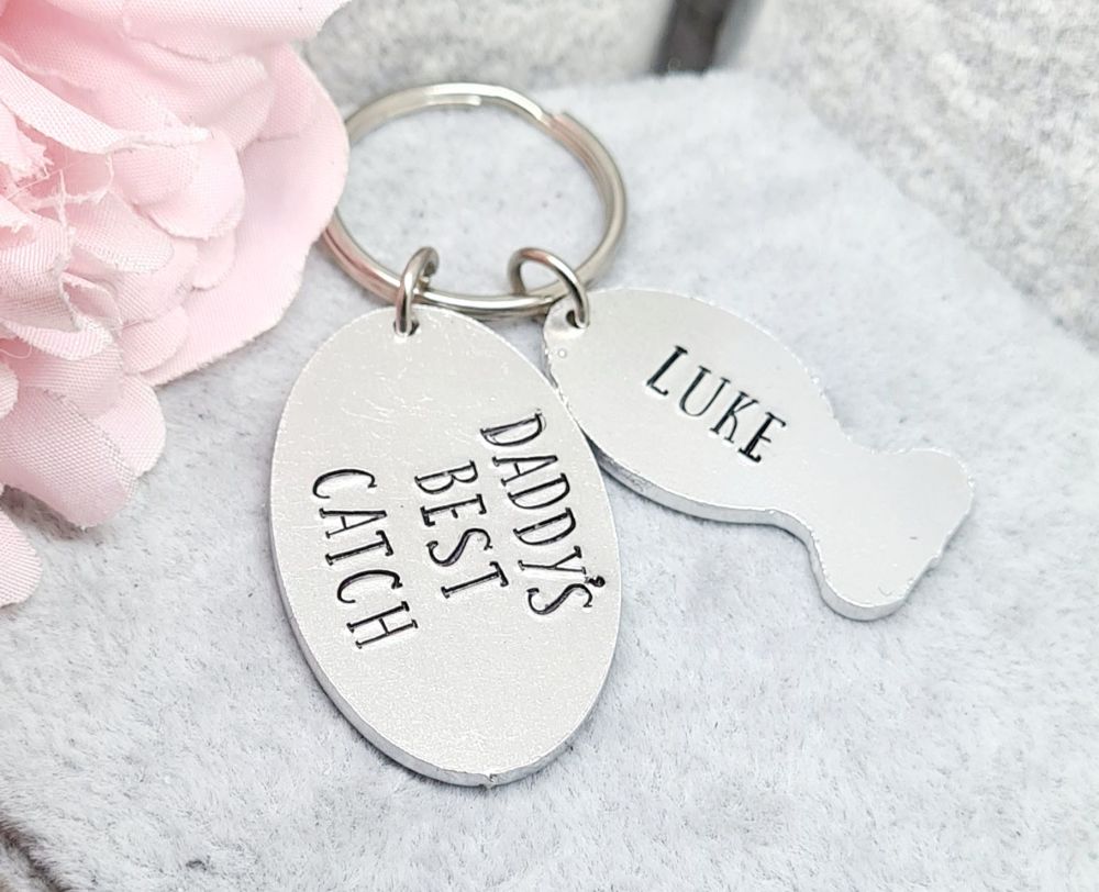 Daddy's Best Catch Keyring with Fish Charms