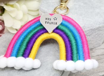 Teacher Rainbow Bagtag - Personalised with your choice of Name 