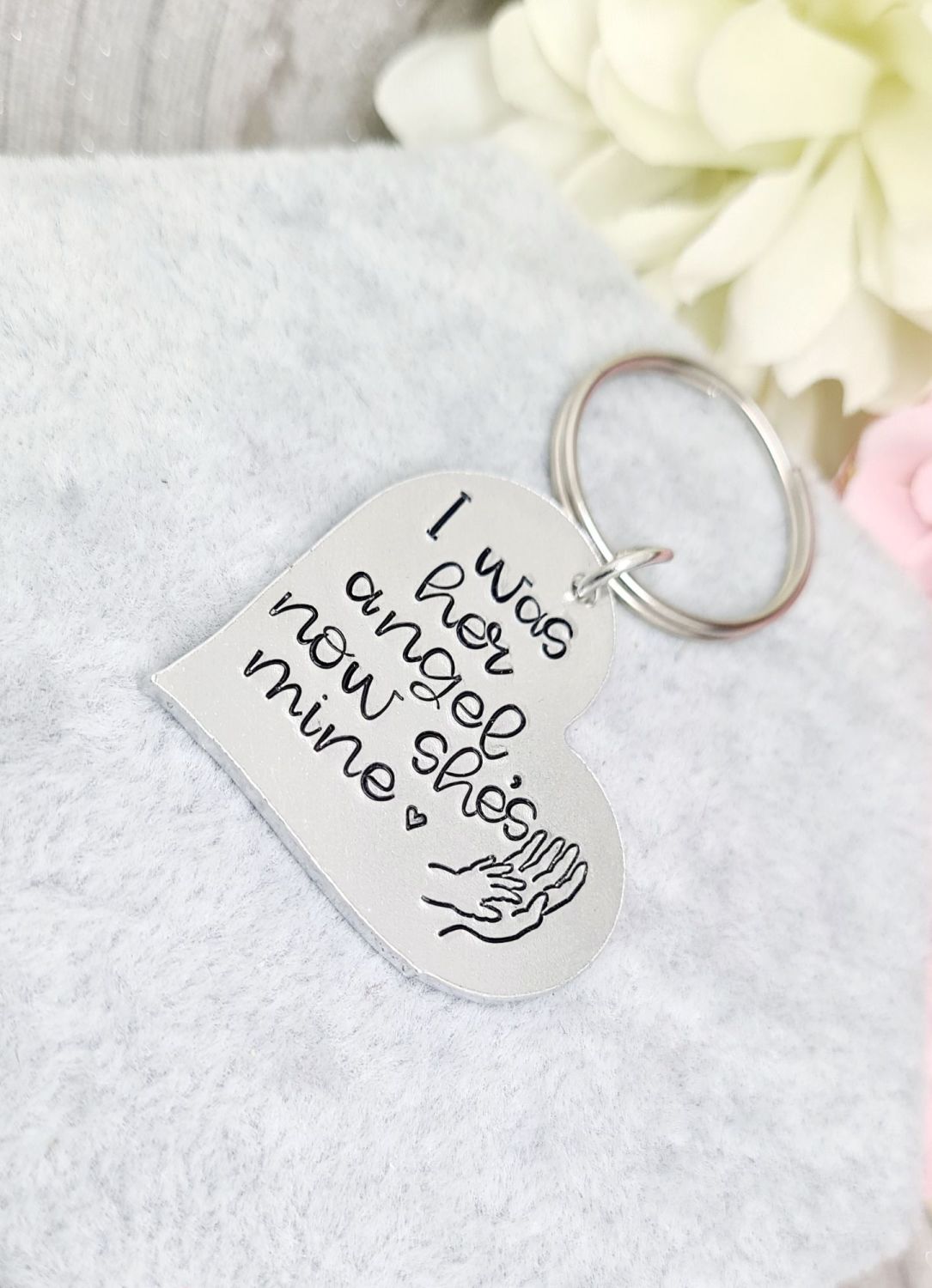 I was her angel now she's mine - Memorial Keyring