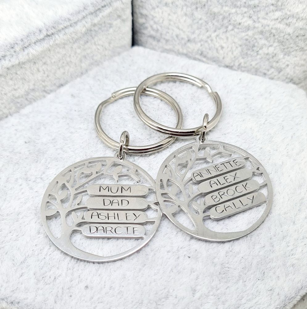 ***OFFER*** Family Tree Keyring - Stainless Steal - 4 Spaces