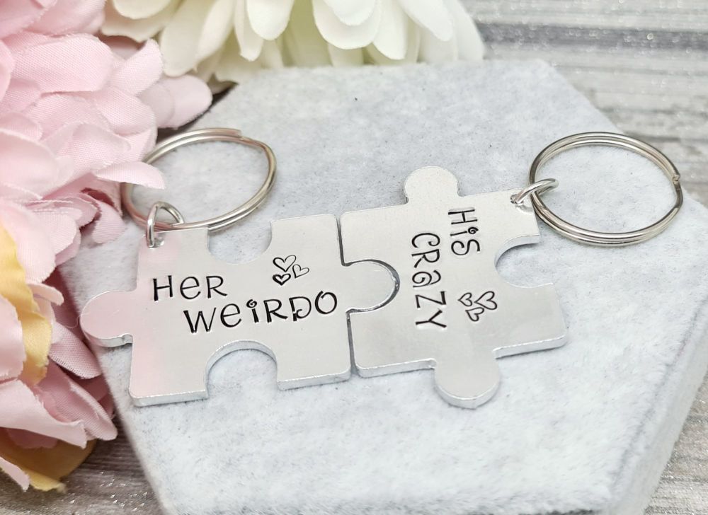 His Crazy / Her Weirdo - Puzzle Keyrings ***FIVER FRIDAY 21/01***