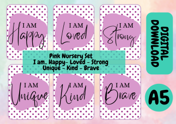 I Am.. Nursery Prints - Set of 6 - Pinks
