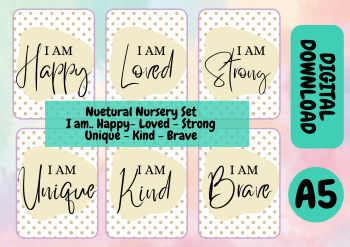 I Am.. Nursery Prints - Set of 6 - Neutrals