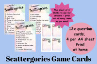 Scattergories Family Edition Game