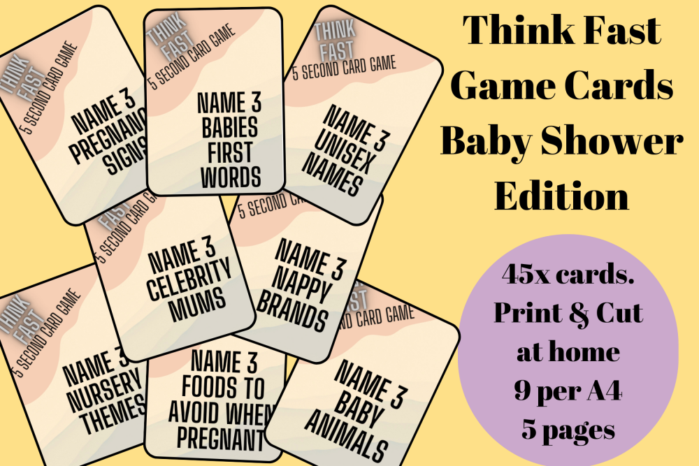 Think Fast - 5 second card game - BABY SHOWER EDITION