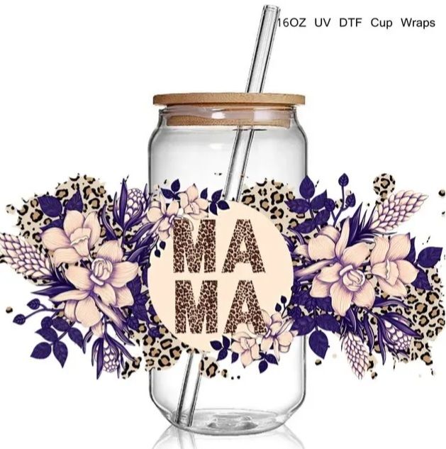 16oz Wrap - Mama Floral Purple