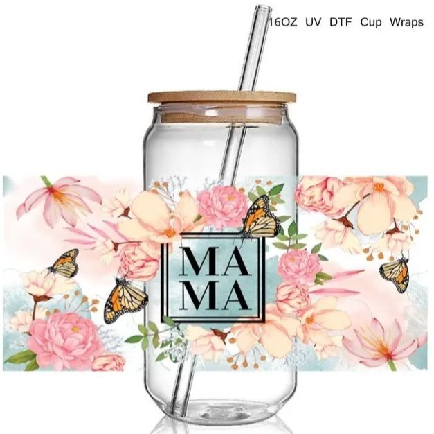 16oz Wrap - Mama Floral Butterflies