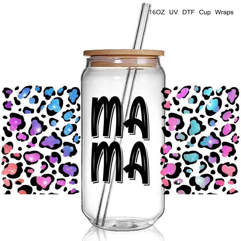 16oz Wrap - Mama, Colourful Leopard Print