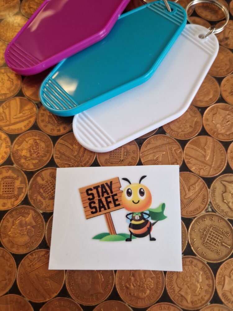 Motel Keyring Decal - Stay Safe (Bee)