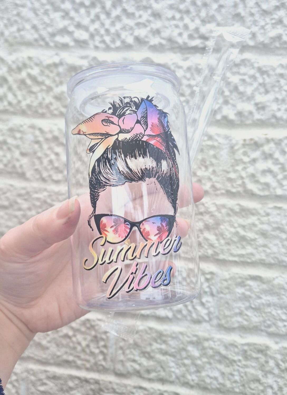 16oz Acrylic Cup with Straw - Summer Vibes