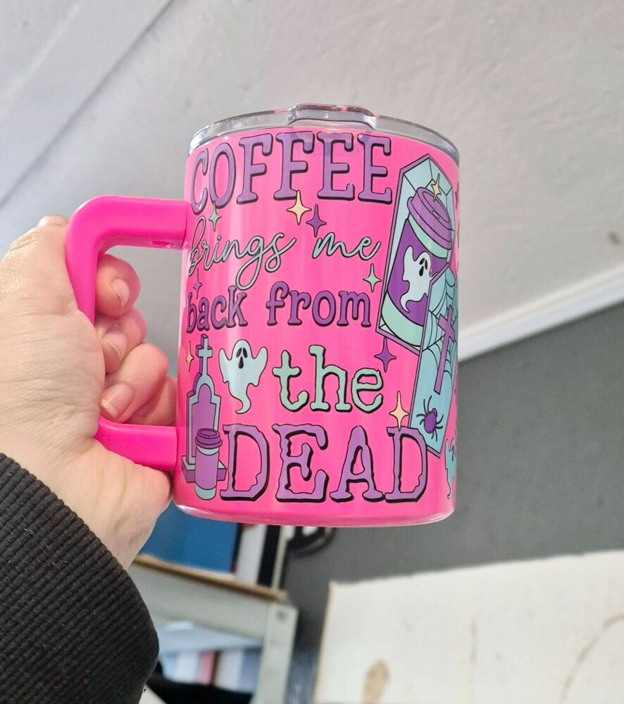 READY TO GO - Coffee Brings Me Back From The Dead - Bright Pink Mug