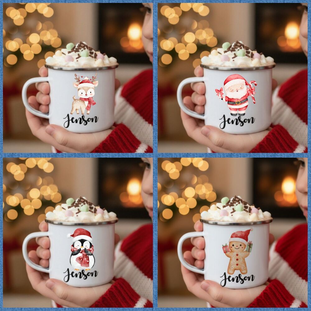 Enamel Christmas Mugs