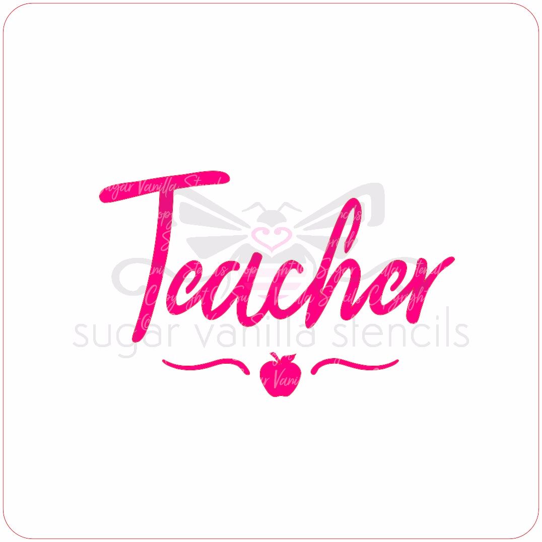 Teacher Cupcake Stencil (with apple & swirl)