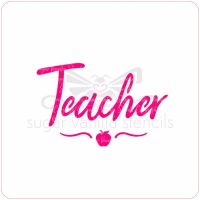Teacher Cupcake Stencil (with apple & swirl)