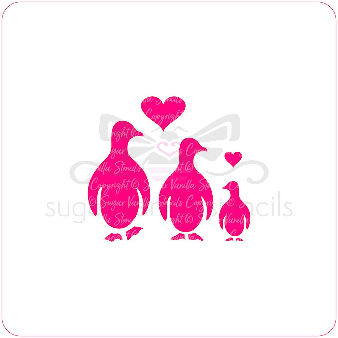 Penguin Family Cupcake Stencil