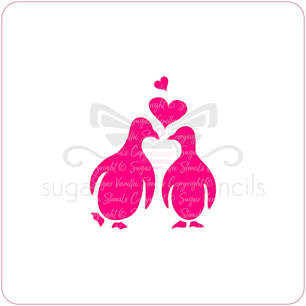 Penguin Kiss Cupcake Stencil