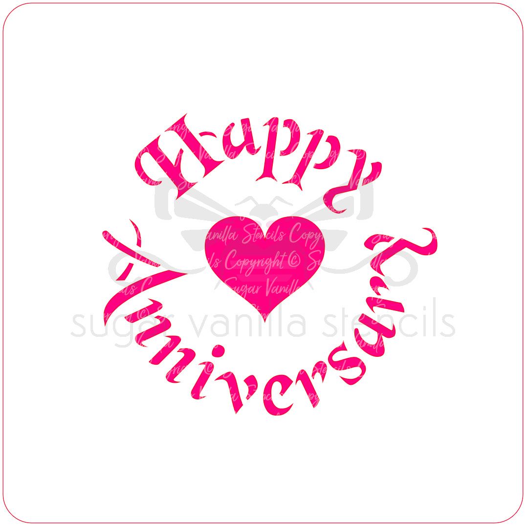 Happy Anniversary (with Heart) Cupcake Stencil 