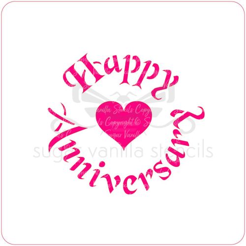  Wedding  Anniversary  with Heart  Cupcake Stencil