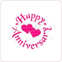 Happy Anniversary (with Two Hearts) Cupcake Stencil