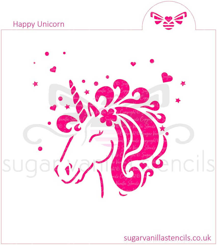Happy Unicorn Cookie Stencil