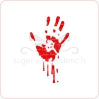 Bloody Hand Cupcake Stencil