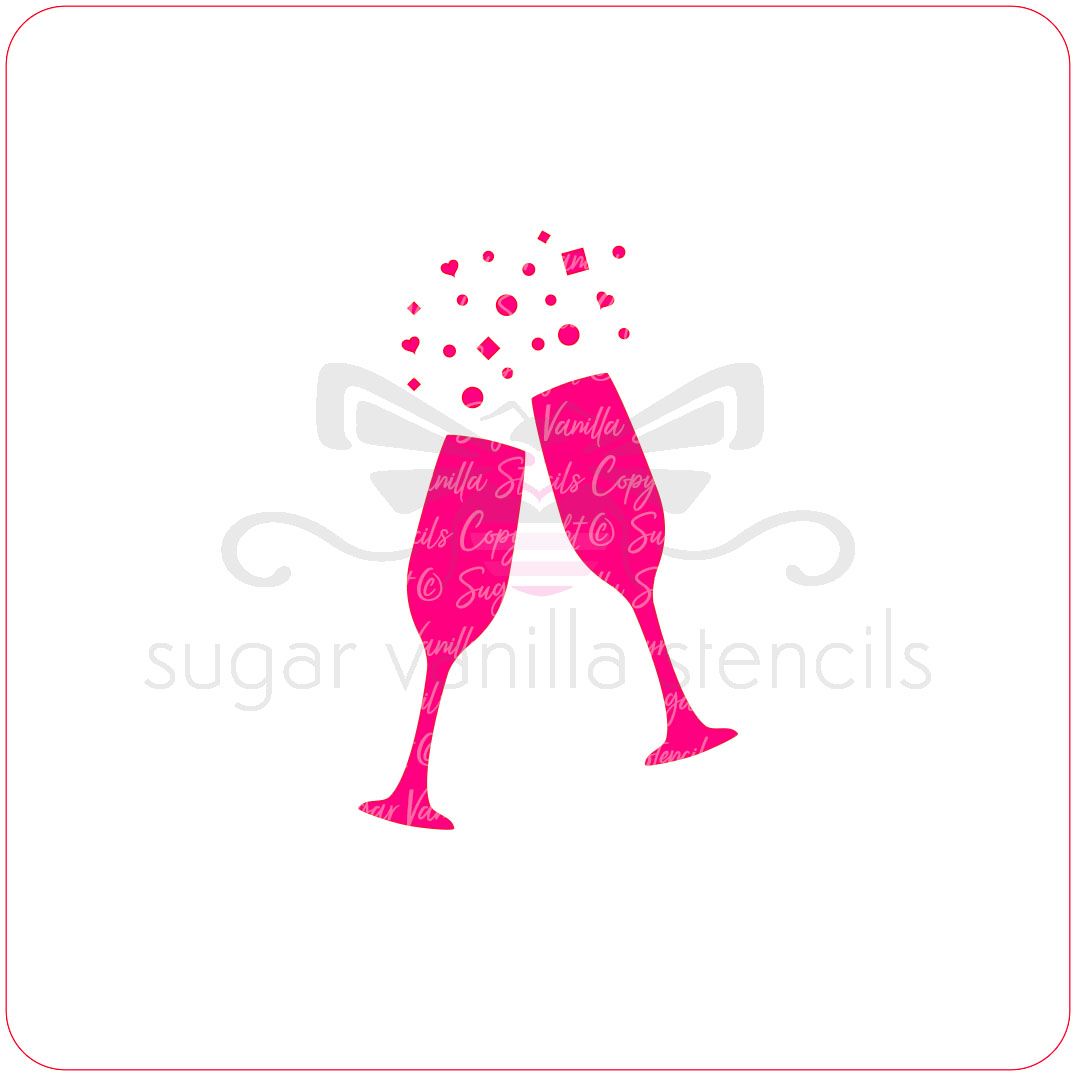 Champagne Glasses Cupcake Stencil