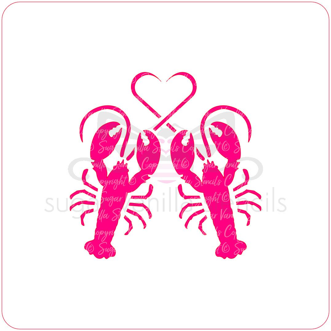 Lobsters Heart Cupcake Stencil