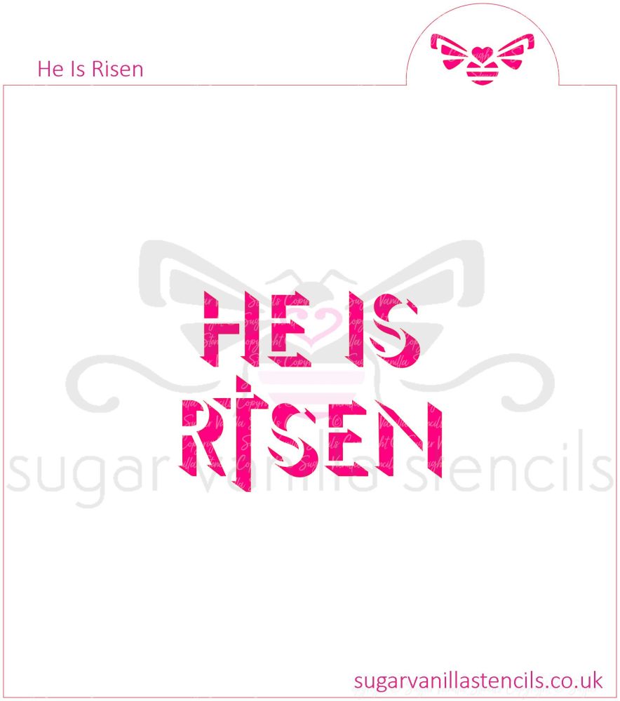 He Is Risen Cookie Stencil (with Cross)