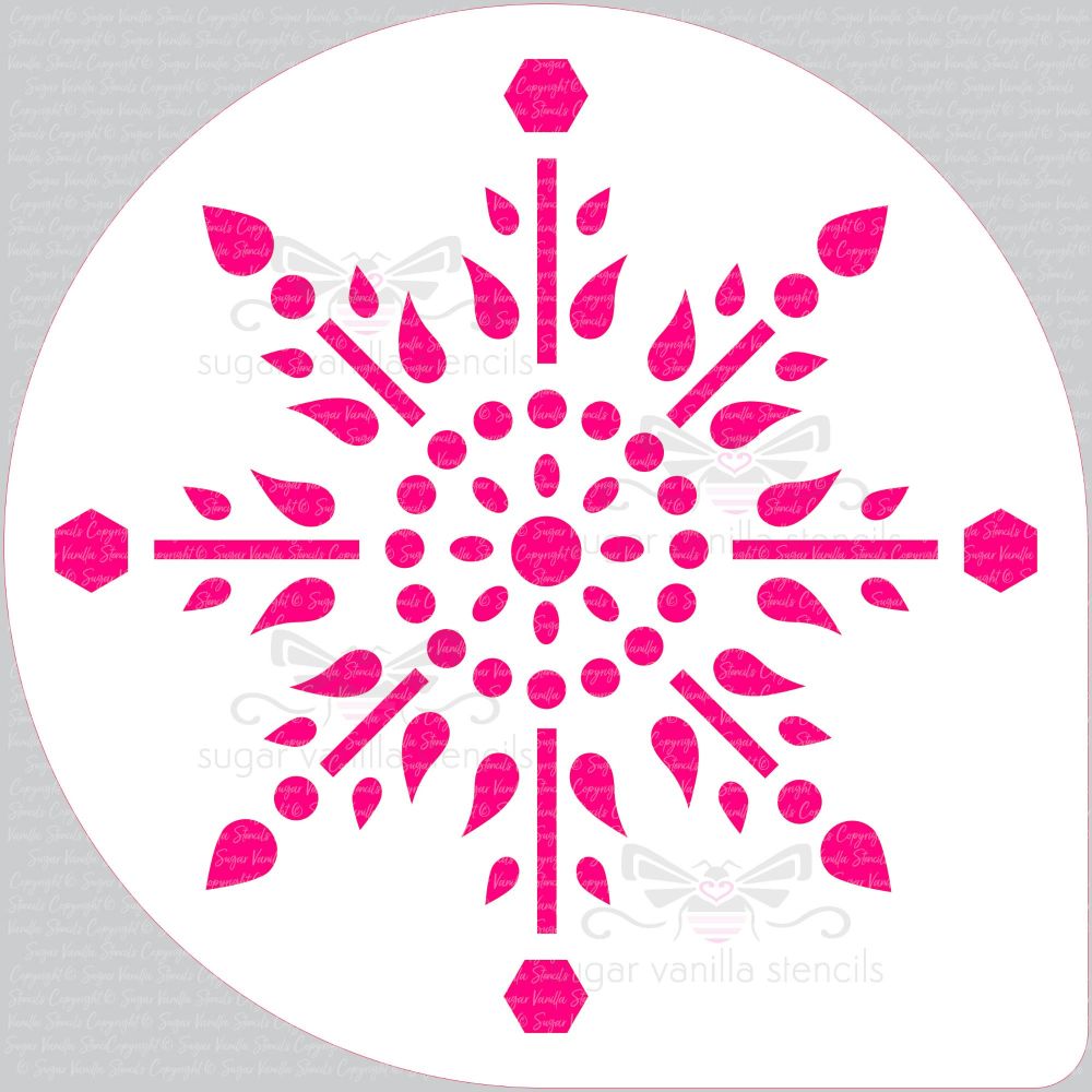 Jewel Snowflake Cake Top Stencil (8