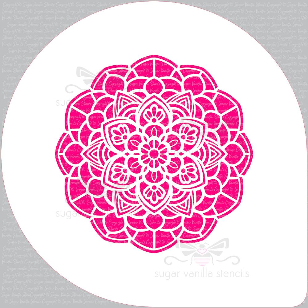 Mandala Flower Cupcake Board Stencil (5.5" design)
