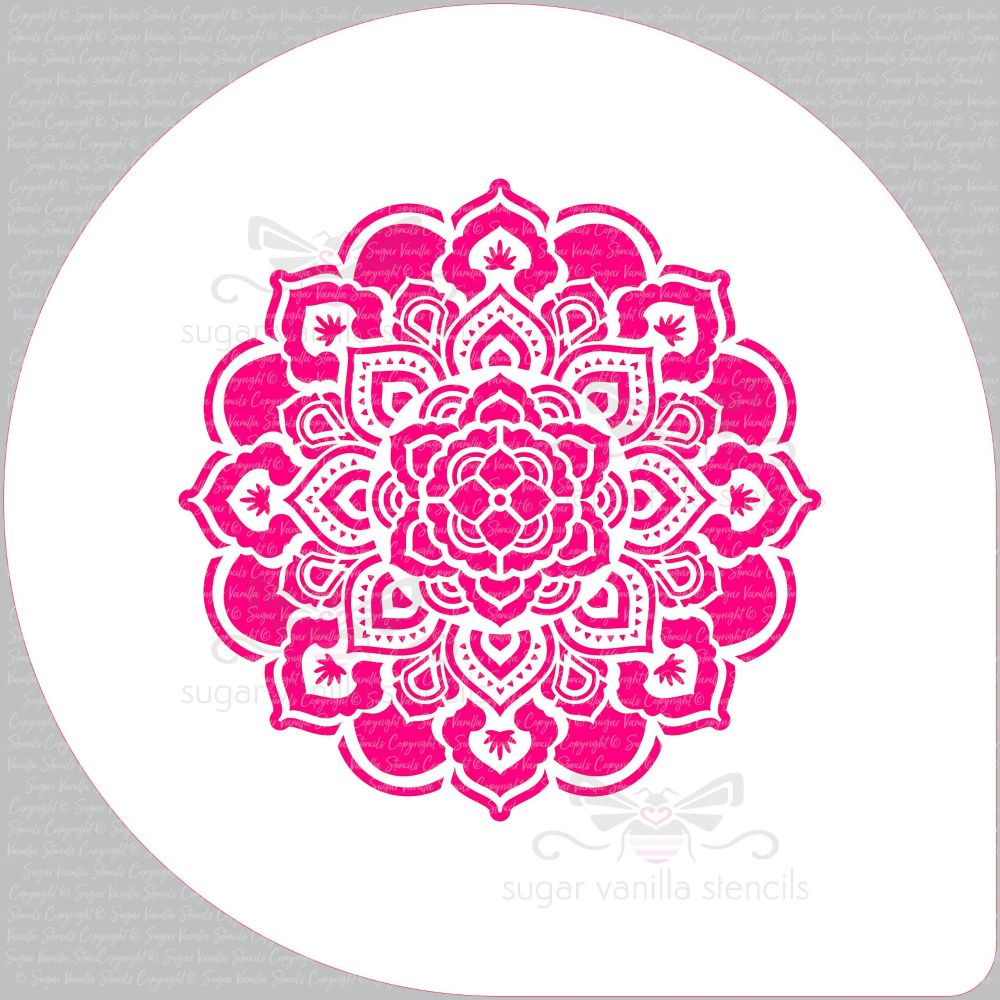 Mandala Rosette Cupcake Board Stencil (5.5" design)
