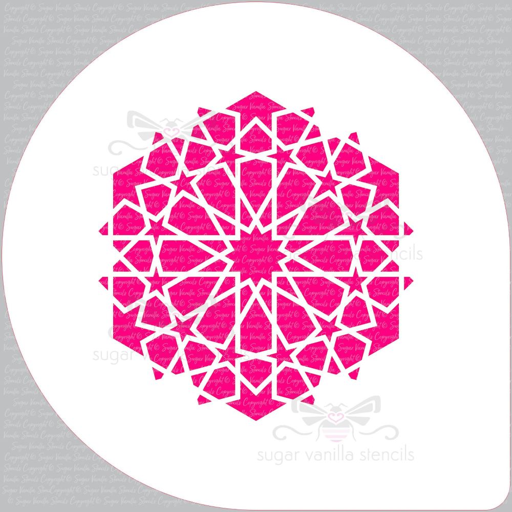 Arabic 12 Star Pattern Cupcake Board Stencil (5.5" design)