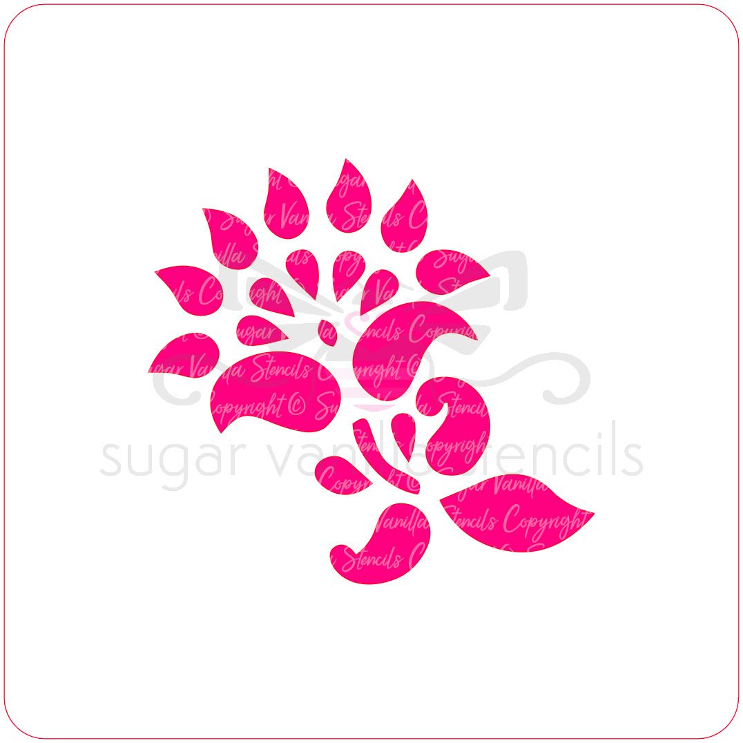 Mehndi Simple Flower Cupcake Stencil