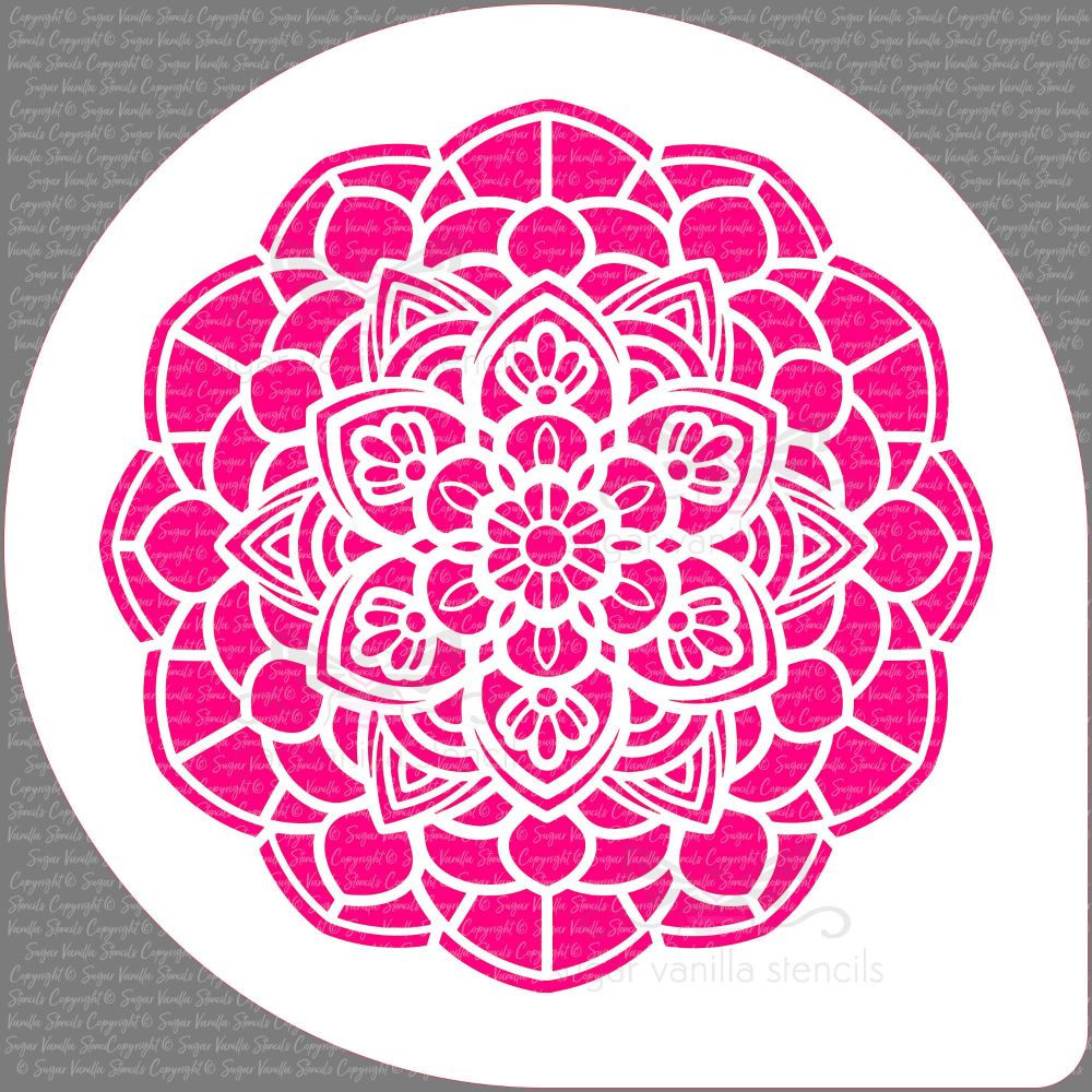 Mandala Flower Cake Top Stencil (7" design)