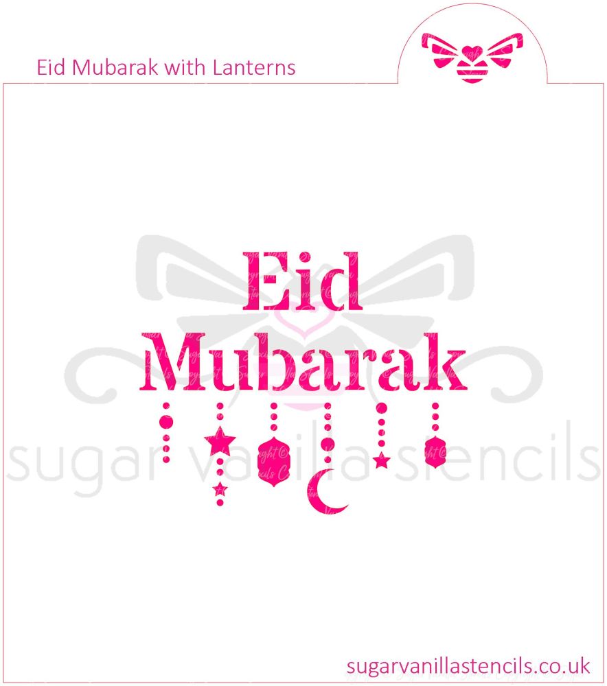 Eid Mubarak with Lanterns Cookie Stencil