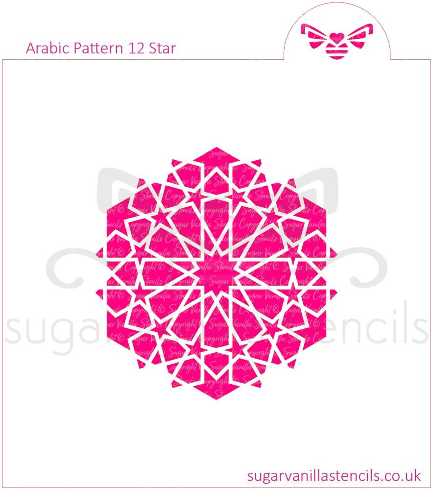 Arabic Pattern 12 Star Cookie Stencil